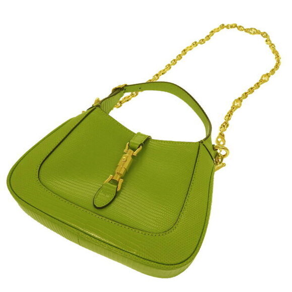 Gucci Jackie Bag Lizard Green Yellow Handbag - Picture 3 of 8